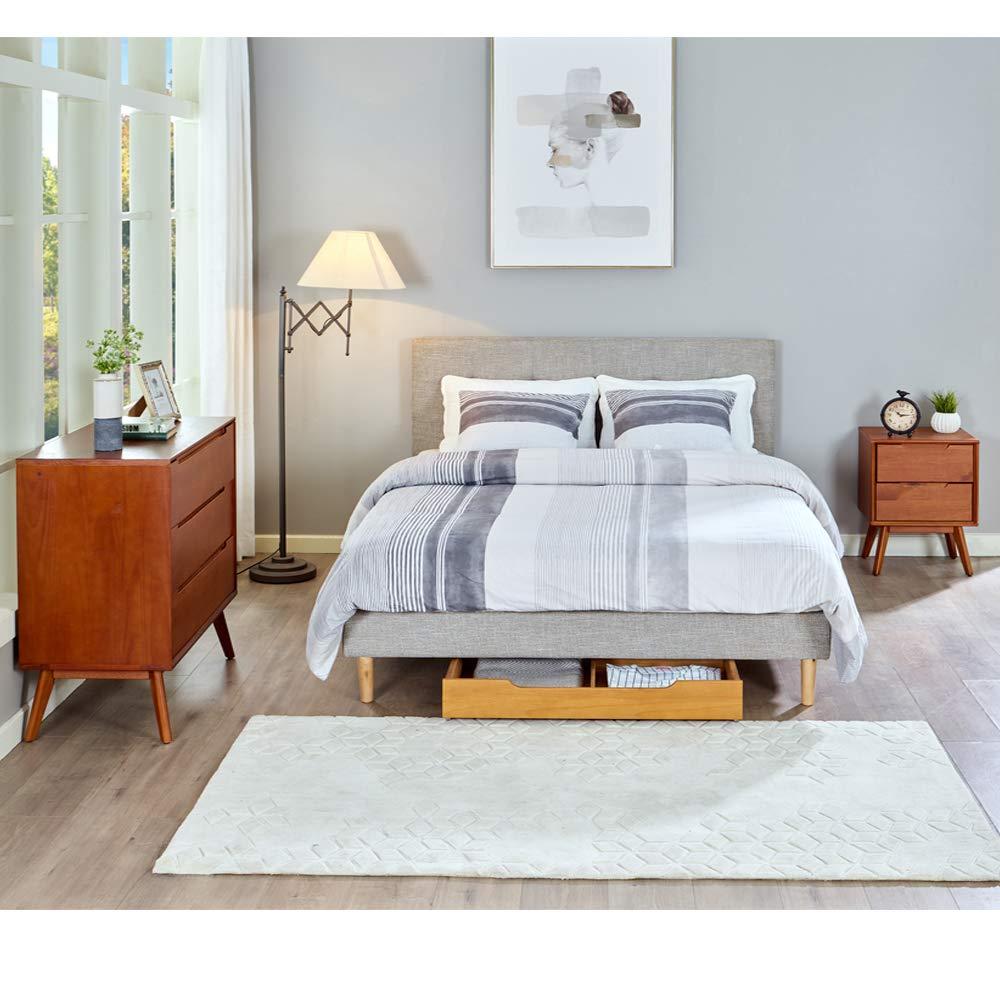 MUSEHOMEINC Solid Wood Under Bed Storage Drawer with 4-Wheels for Bedroom,Suggested for Queen&King Size Platform Bed,Natural