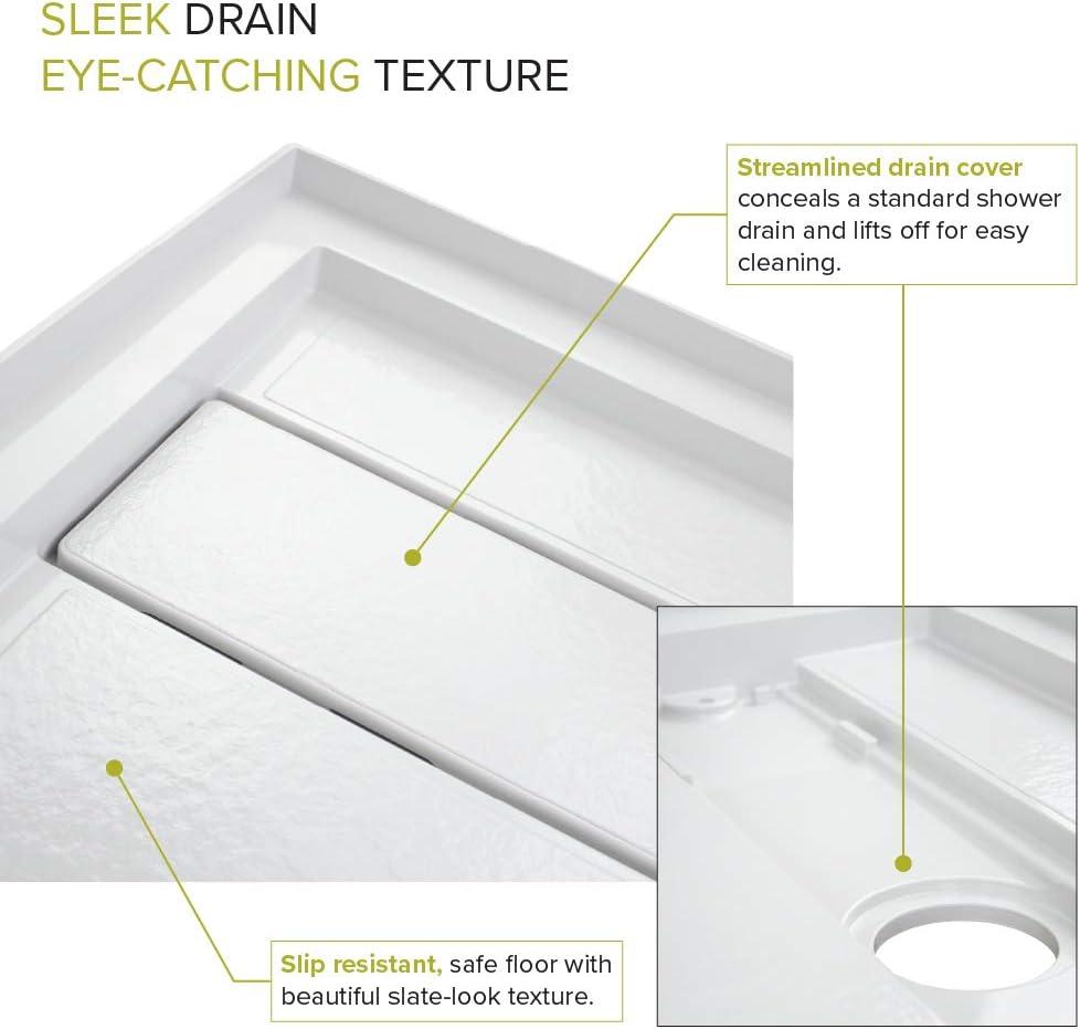 White 60'' x 30'' Rectangular Shower Base with Right Drain