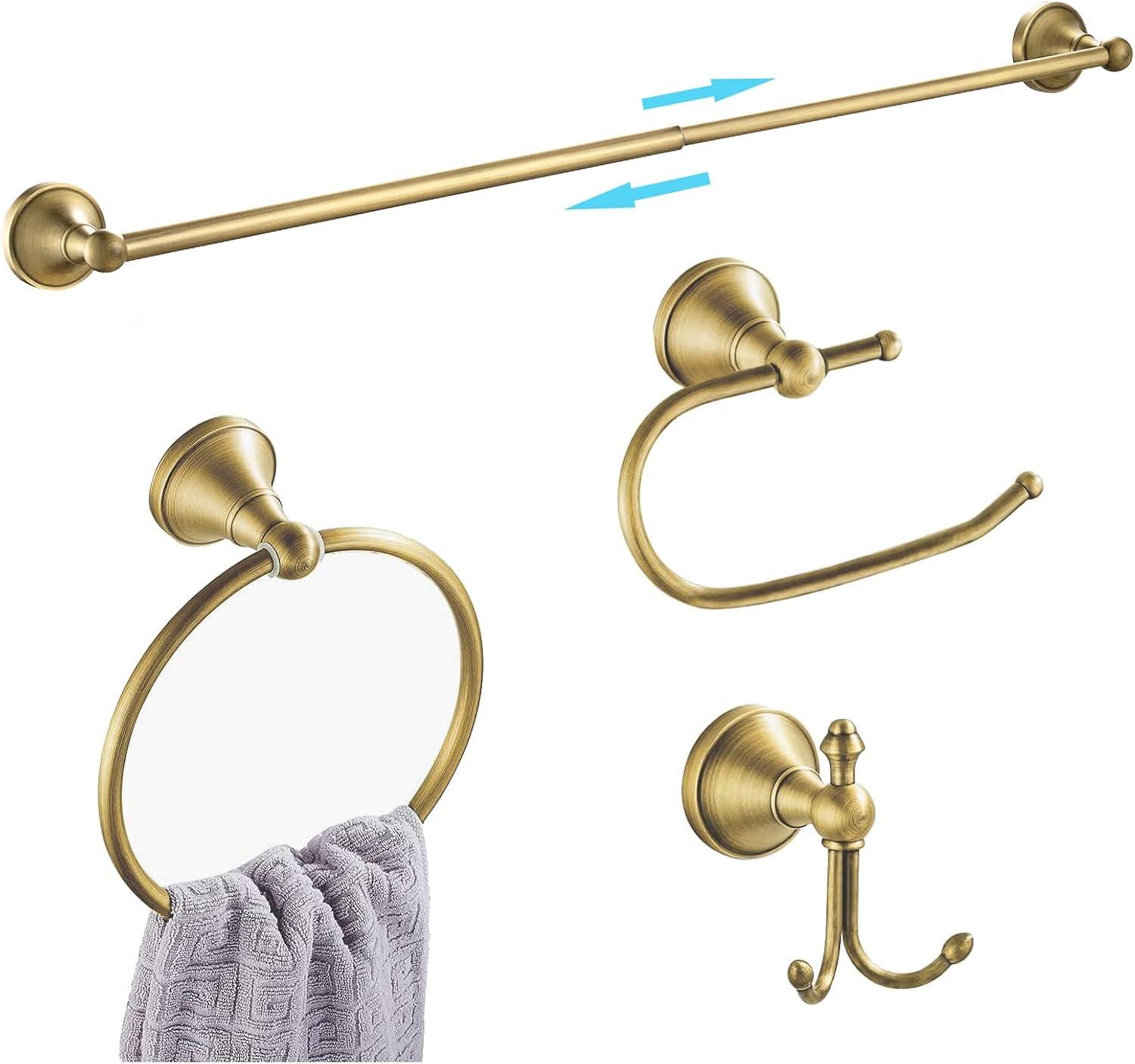 Antique Brass Adjustable Bathroom Accessory Set