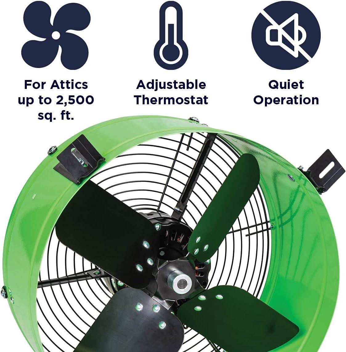 Green Galvanized Steel 15-Inch Gable Mount Attic Fan