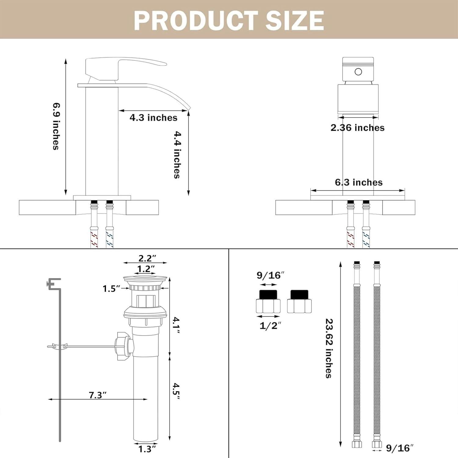 Qomolangma Vessel Sinks Waterfall Bathroom Sink Faucet, Tall Single Handle Bathroom Sink Faucets, Brushed Nickel Bathroom Faucet Suitable for 1 Hole, Staniless Steel Rv Lavatory Vanity Faucet