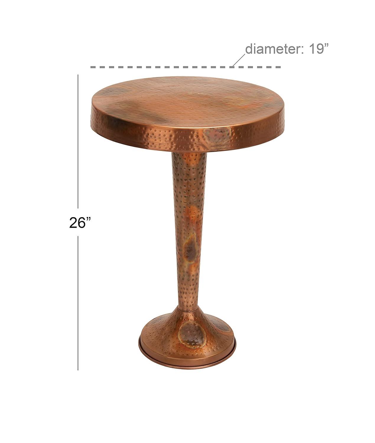 Metal Round Accent Table Tapered Pole Frame Copper - Olivia & May