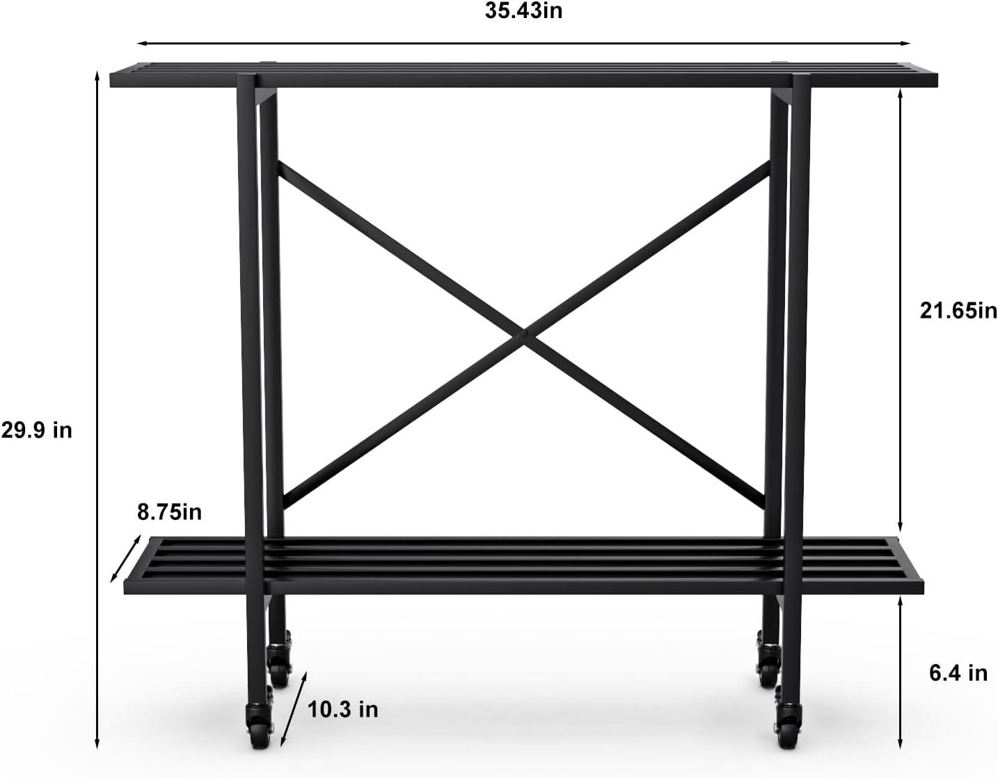 2 Tier Metal Sturdy Heavy Plant Stand, Narrow Plant Stand Indoor and Outdoor, L35.43 x W10.3 x H27.5 inch, 440 LBS Capacity & Heavy Duty Construction