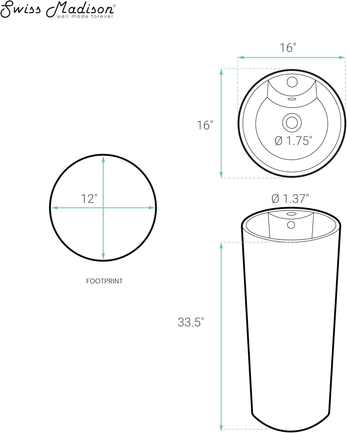 Monaco Circular Basin Pedestal Sink