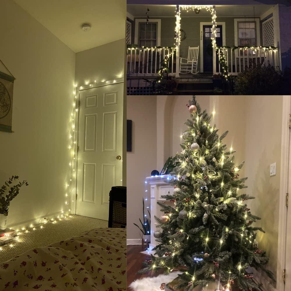 Morttic Christmas Decorative Mini Lights 200LED 66Ft Connectable Plug in Christmas Lights String Lights, Waterproof Fairy Lights 8 Lighting Modes for Bedroom Wedding Room Party Christmas Tree Decor