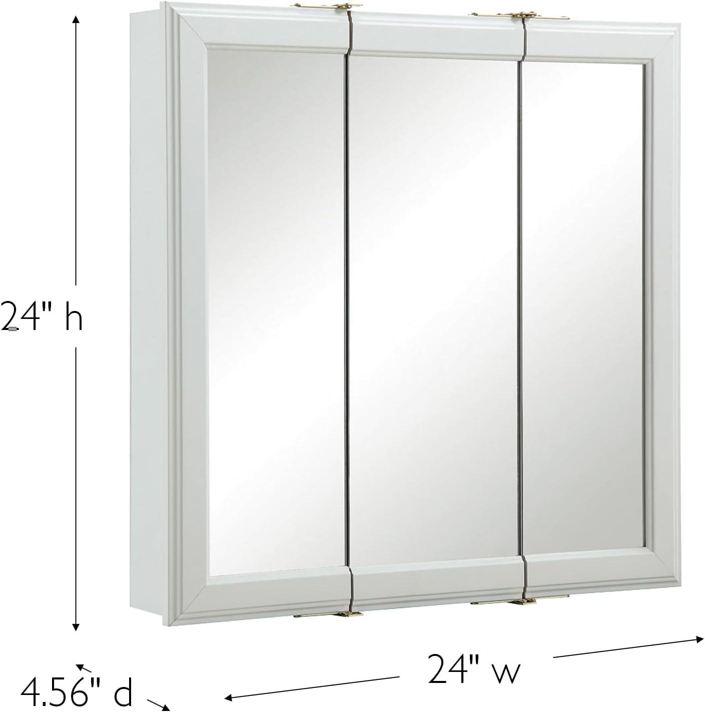24 Inch Bathroom Medicine Cabinet, Wall Mounted, 3 Mirror, Doors White – Design House, 535849-WHT