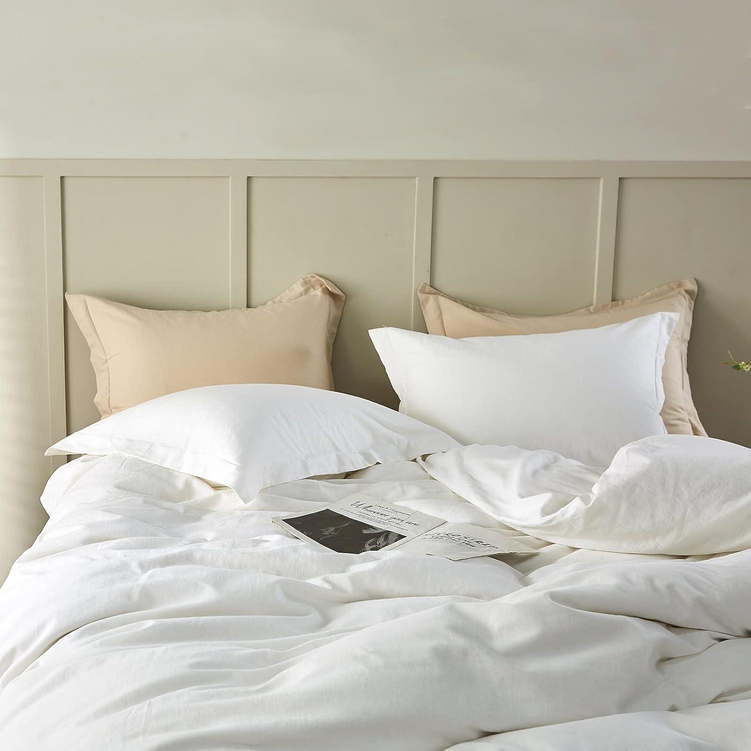 Full/Queen Natural Flax Cotton Blend Duvet Cover Set