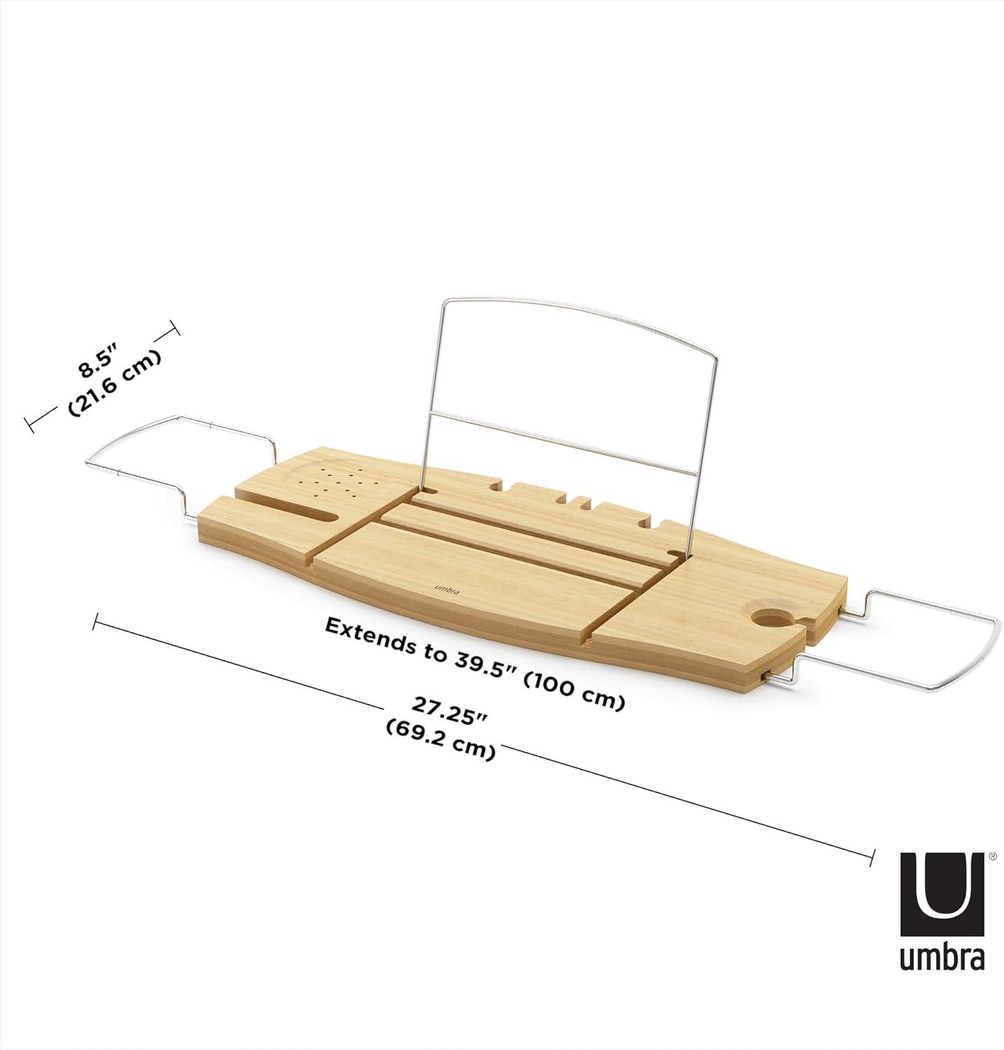 Umbra Aquala Extendable And Adjustable Bamboo Bathtub Caddy