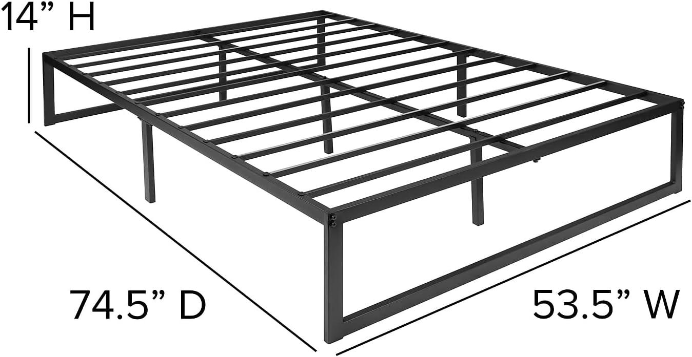 Flash Furniture 14 Inch Metal Platform Bed Frame - No Box Spring Needed with Steel Slat Support and Quick Lock Functionality (Full)