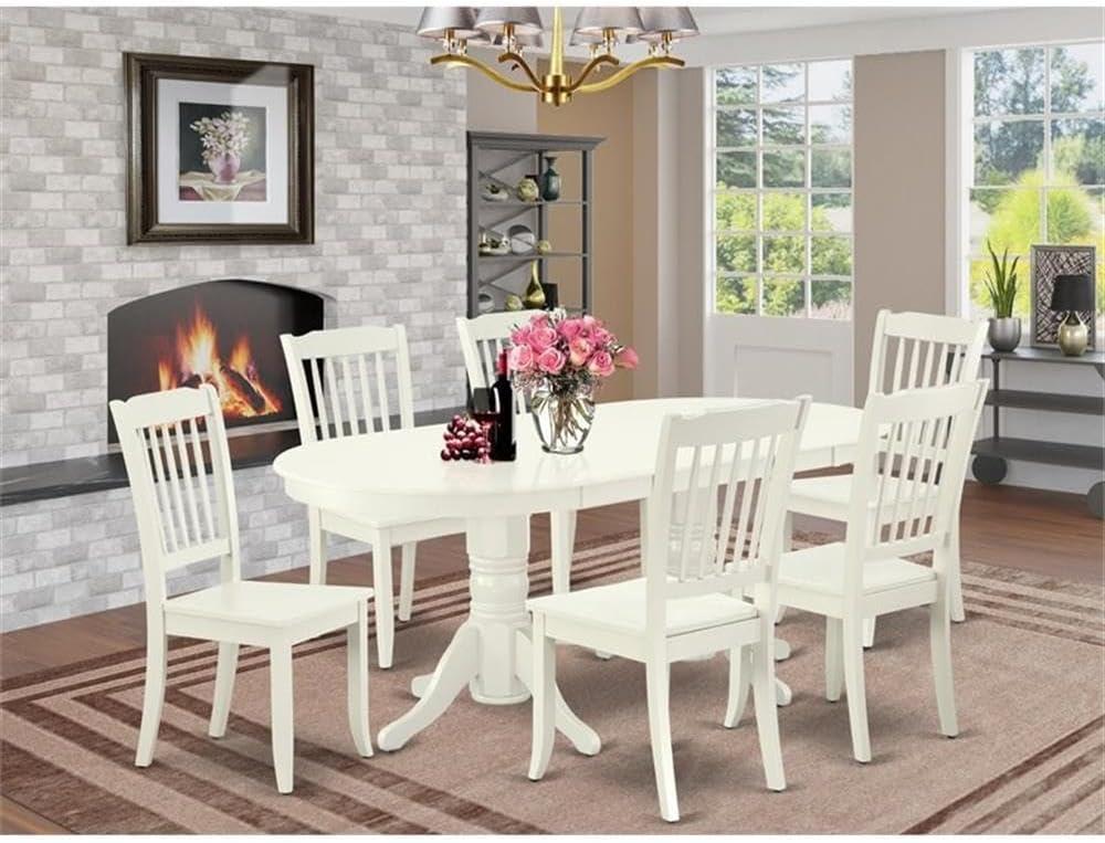 East West Furniture Vancouver 7-piece Wood Dining Table and Chair Set in White