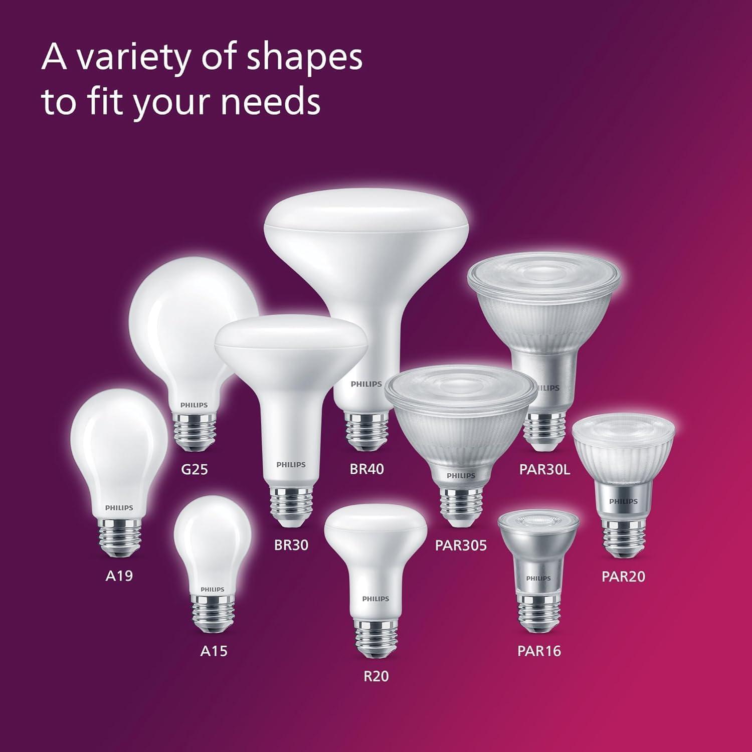 Philips UltraDef LED 60W Frosted Daylight A19 4P: Energy Star Certified Dimmable Light Bulbs, 800 Lumens, 13.7-Year Life