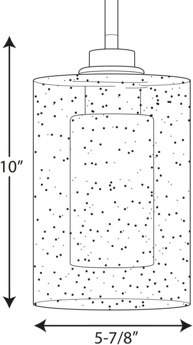 Progress Lighting, Double Glass, 1-Light Mini-Pendant, Polished Chrome, Seeded & Etched Glass, Steel, Damp Rated