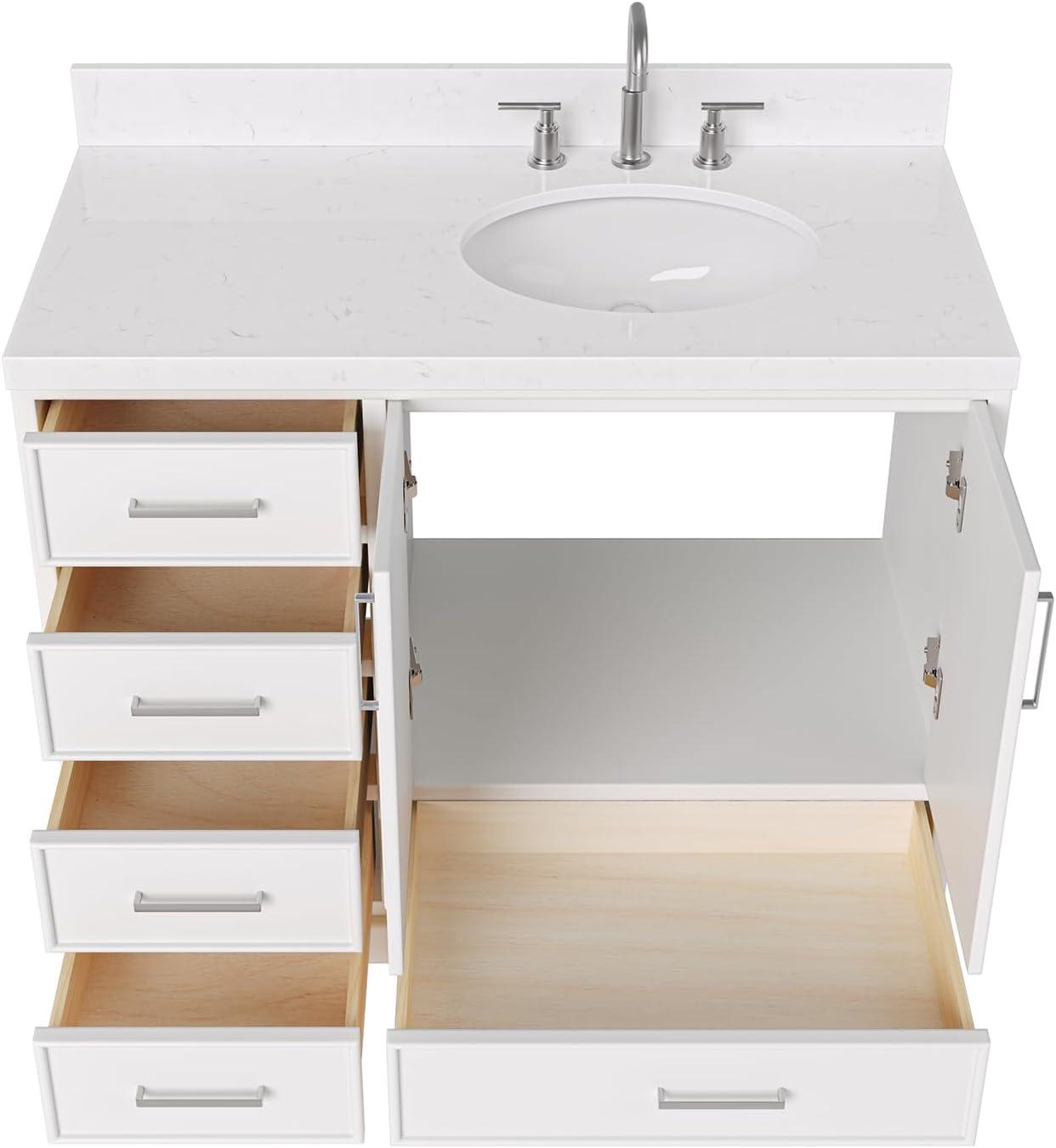 Stafford 42.25'' Single Bathroom Vanity with Carrara Marble Top