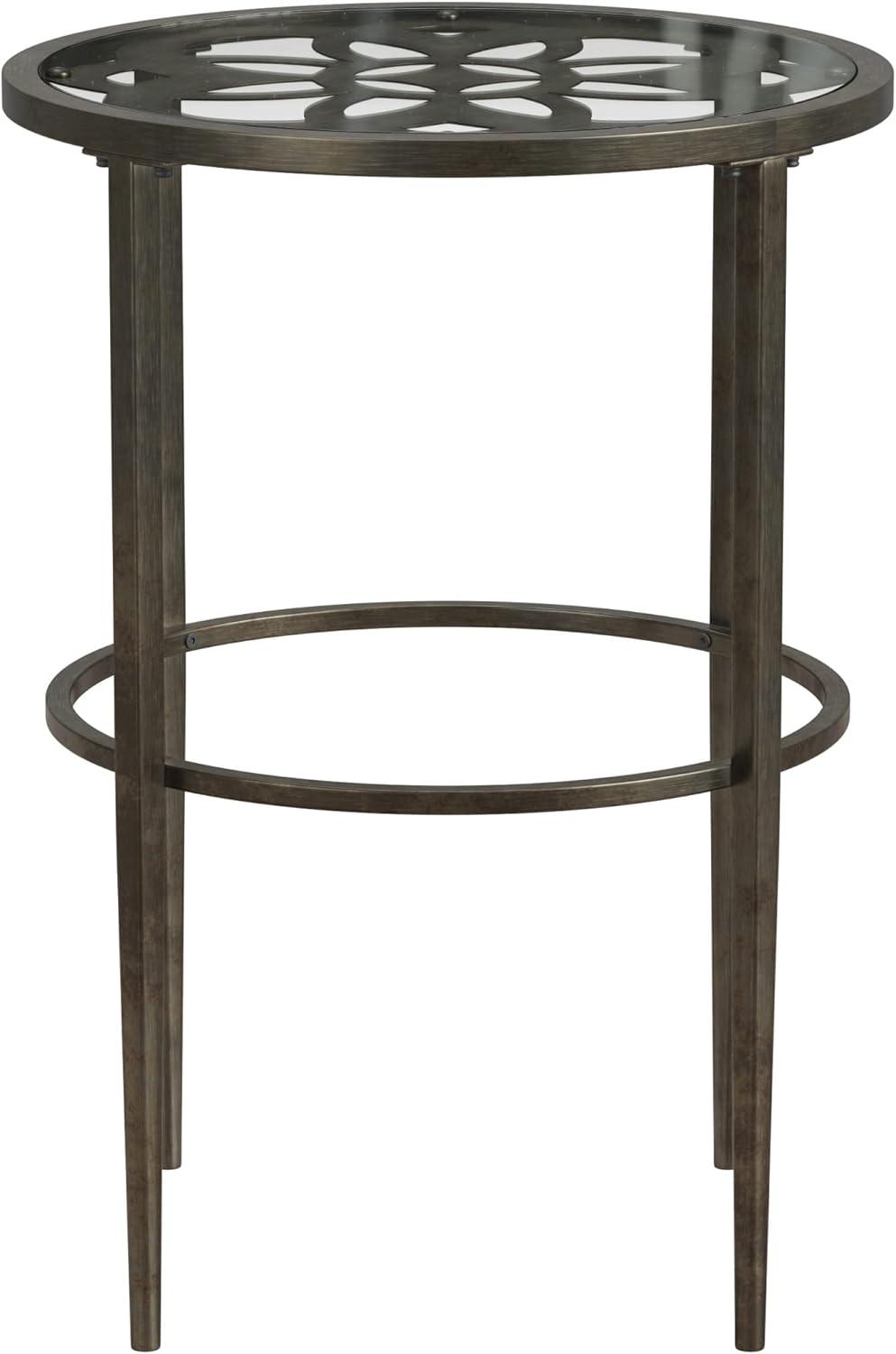 Marsala End Table Gray - Hillsdale Furniture: Round Glass Accent Table, Rubber-Coated Metal Frame, 24" Height