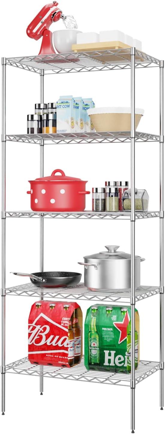 FDW 5 Tier Wire Shelving Unit Heavy Duty Storage Rack Metal Shelf Garage Organizer Wire Rack