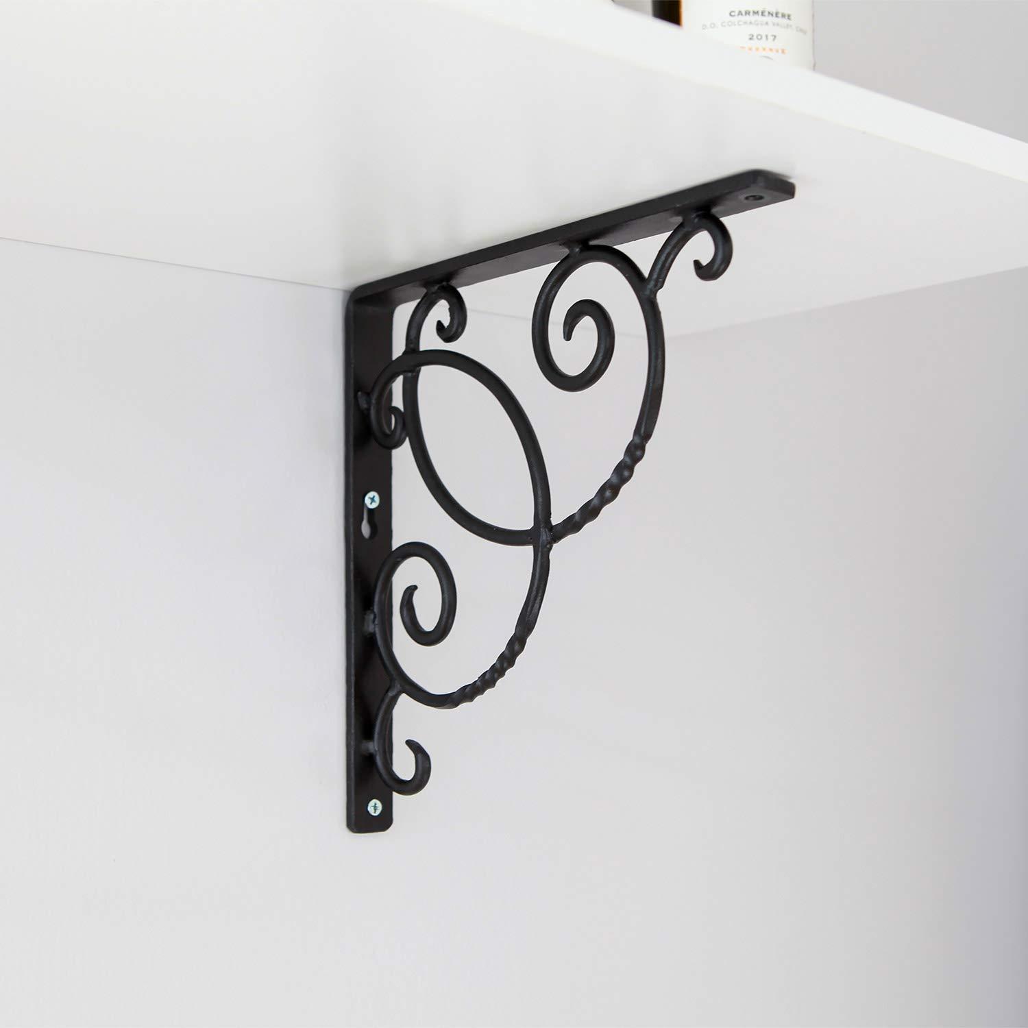 (Pair) Achla Designs Decorative Scroll Shelf Brackets Wrought Iron B-21
