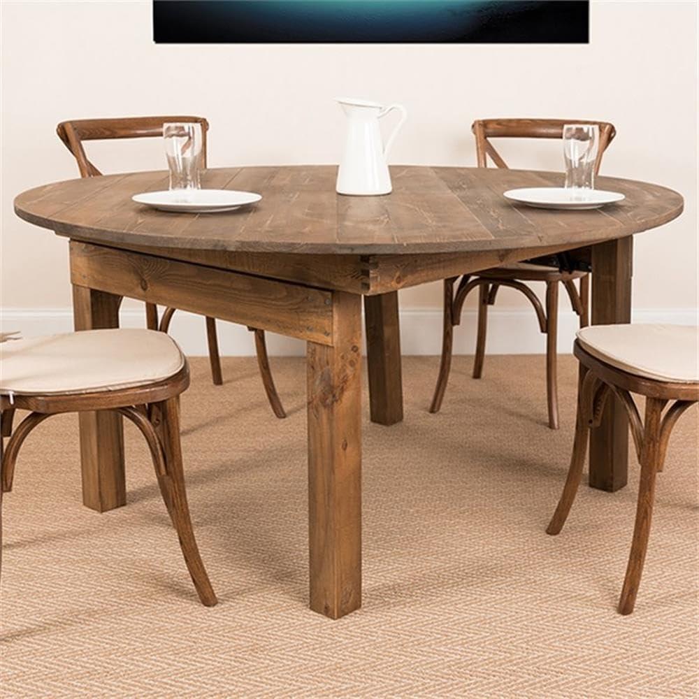 Flash Furniture HERCULES Series Round Dining Table | Farm Inspired, Rustic & Antique Pine Dining Room Table