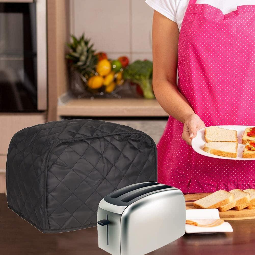 Numjaw 2-Slice Toaster Cover, Quilted Toaster Cover with Top Handle for Home, Kitchen Small Appliance Dust Fingerprint Cover(Black)