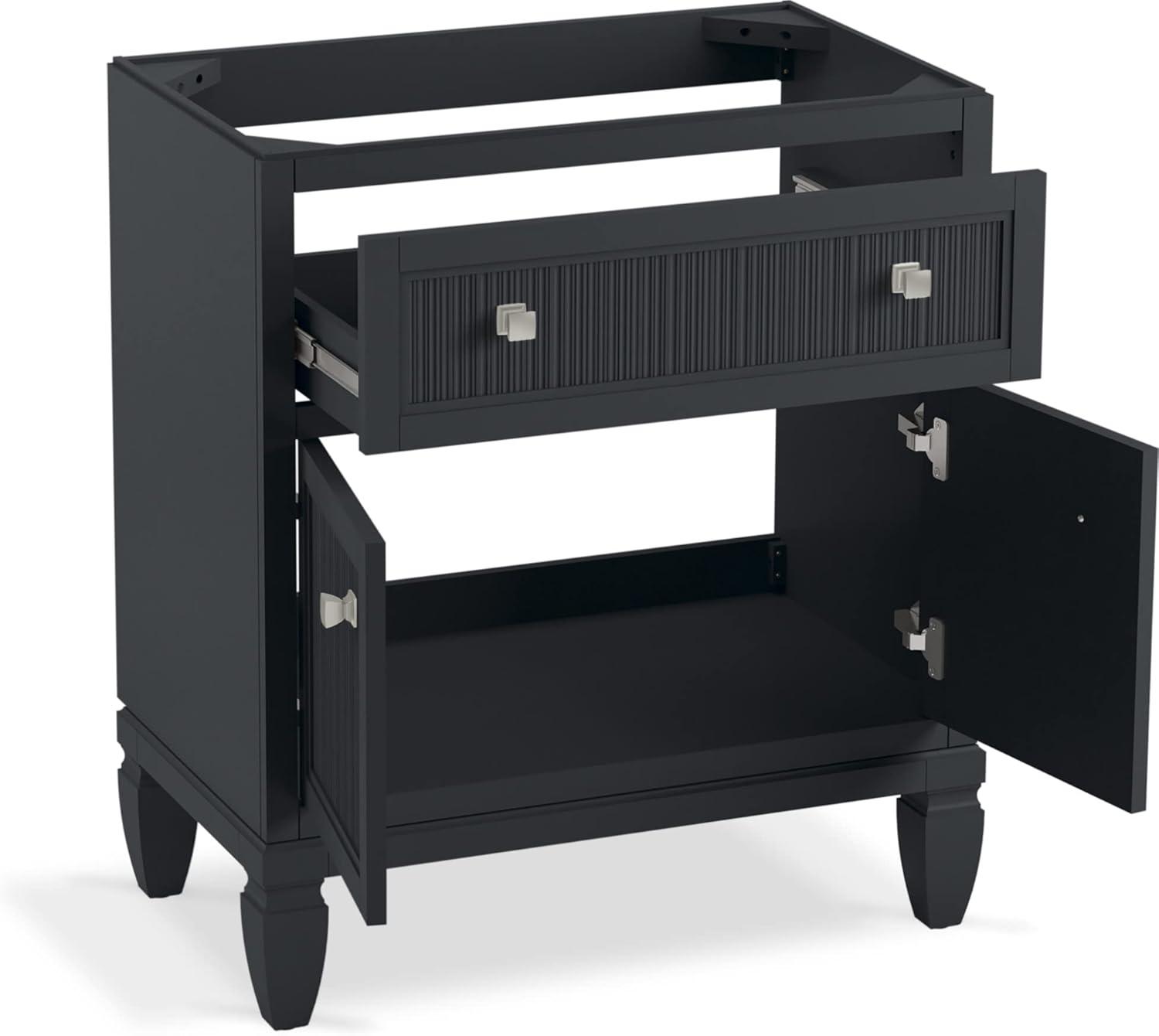 Hearthaven 30'' Free Standing Single Bathroom Vanity Cabinet with Sink and Quartz Top