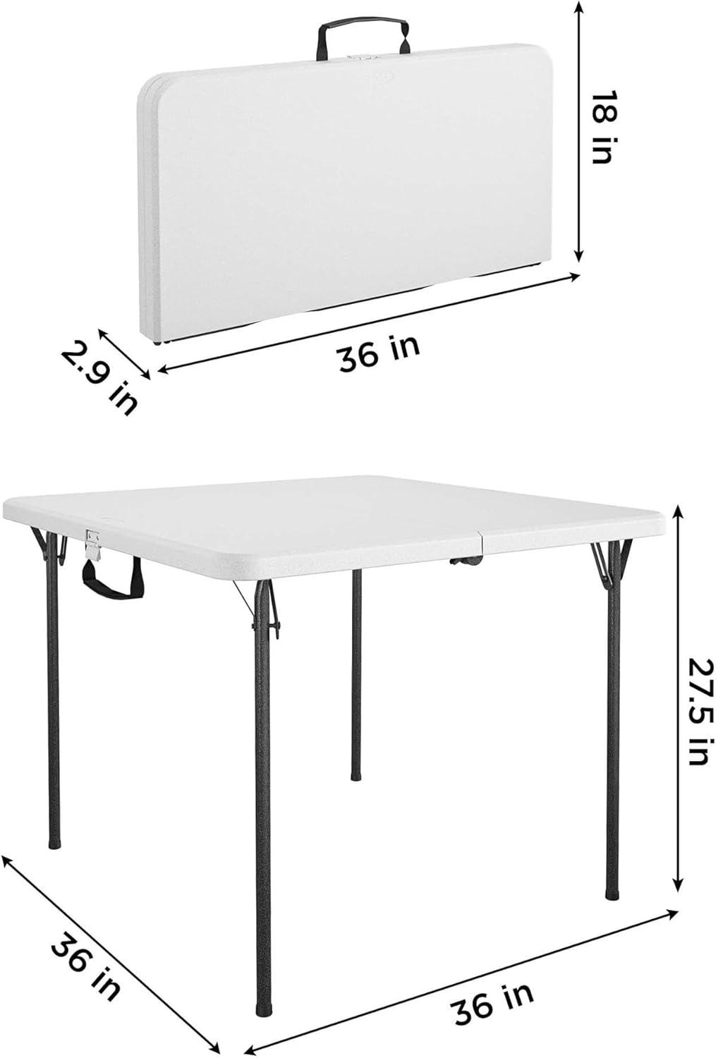 COSCO XL 36" Fold-in-Half Card Table w/ Handle, White, Indoor & Outdoor