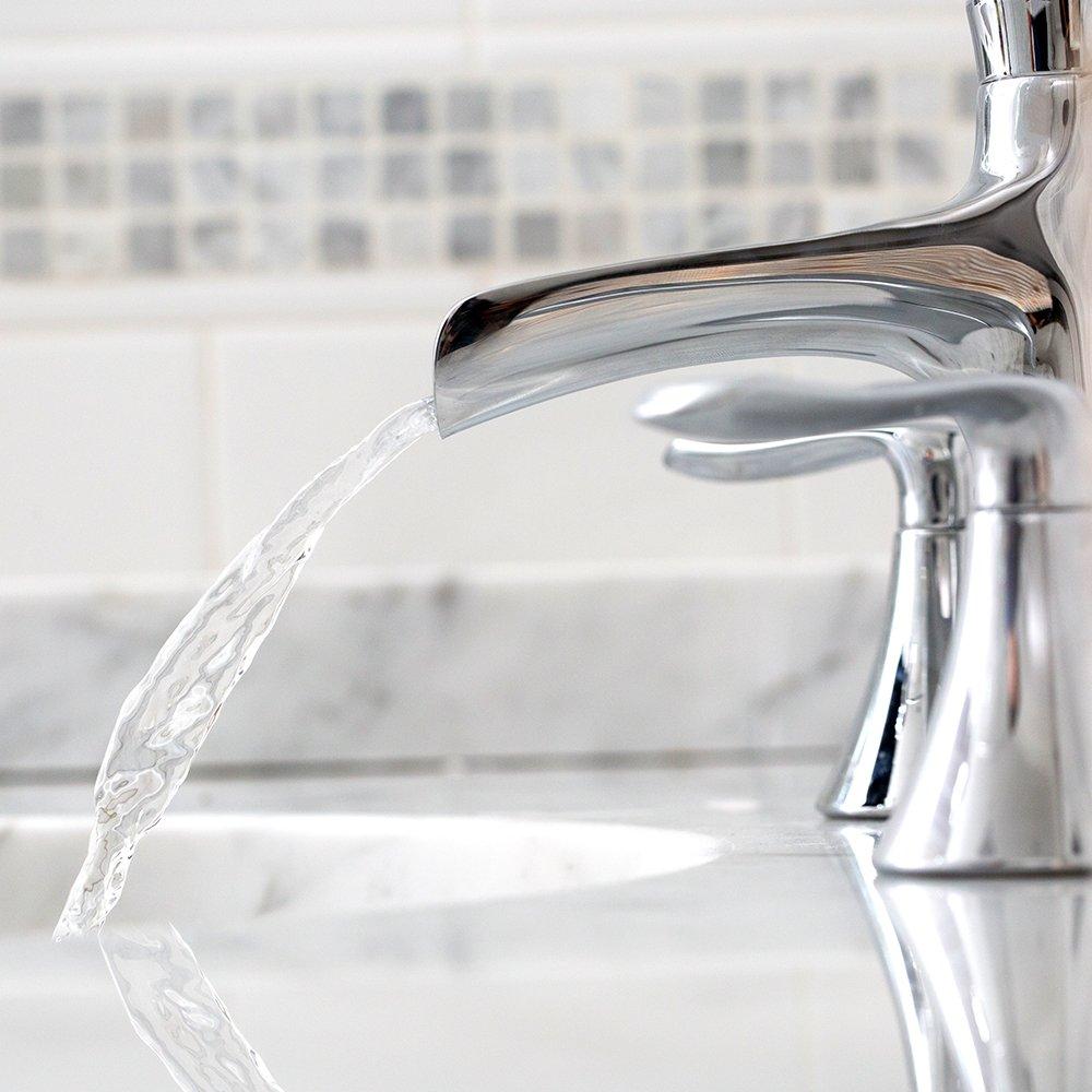 Polished Chrome Widespread Waterfall Bathroom Faucet with Lever Handles