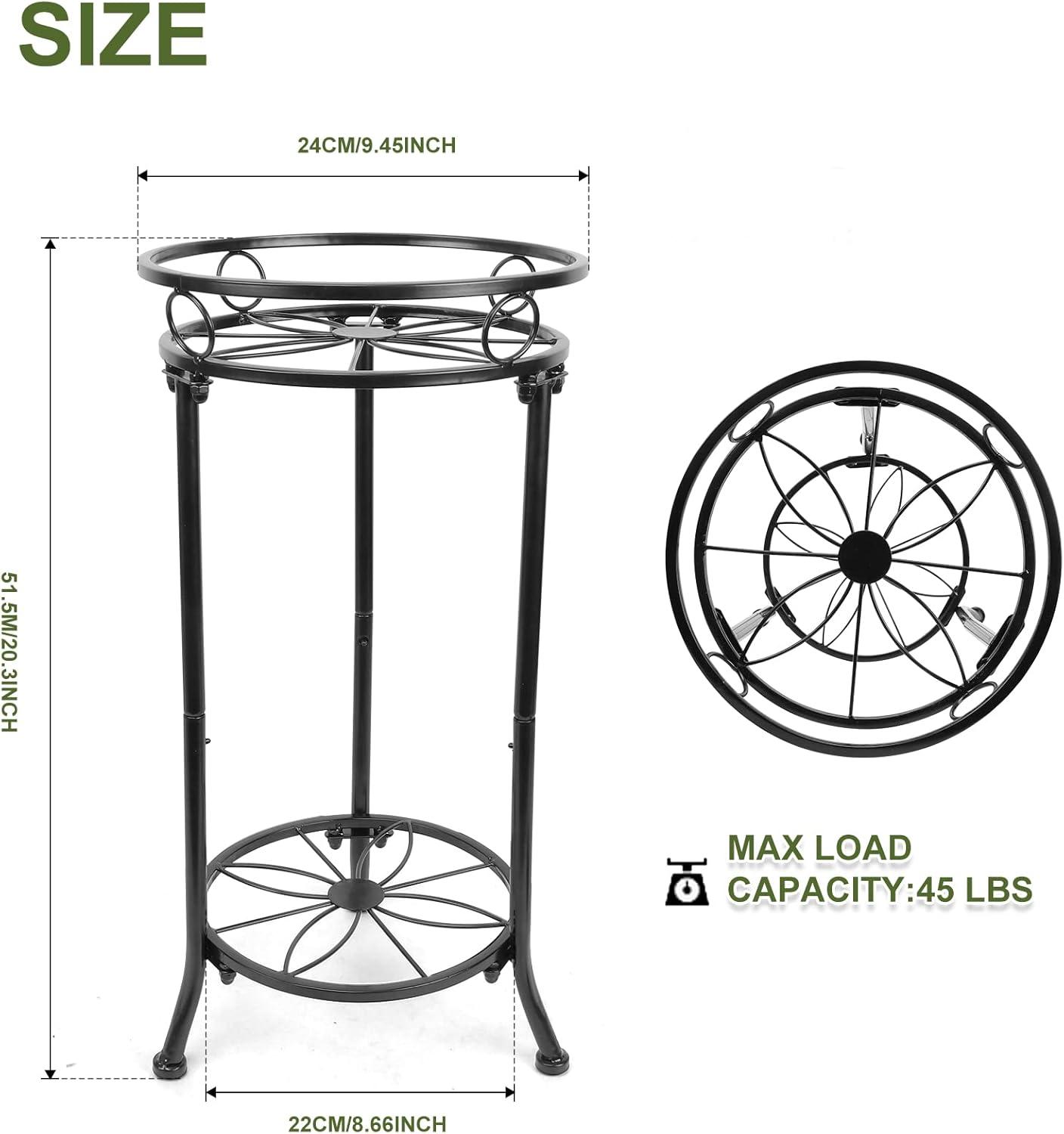 Black 27" Two-Tier Iron Indoor Outdoor Plant Stand