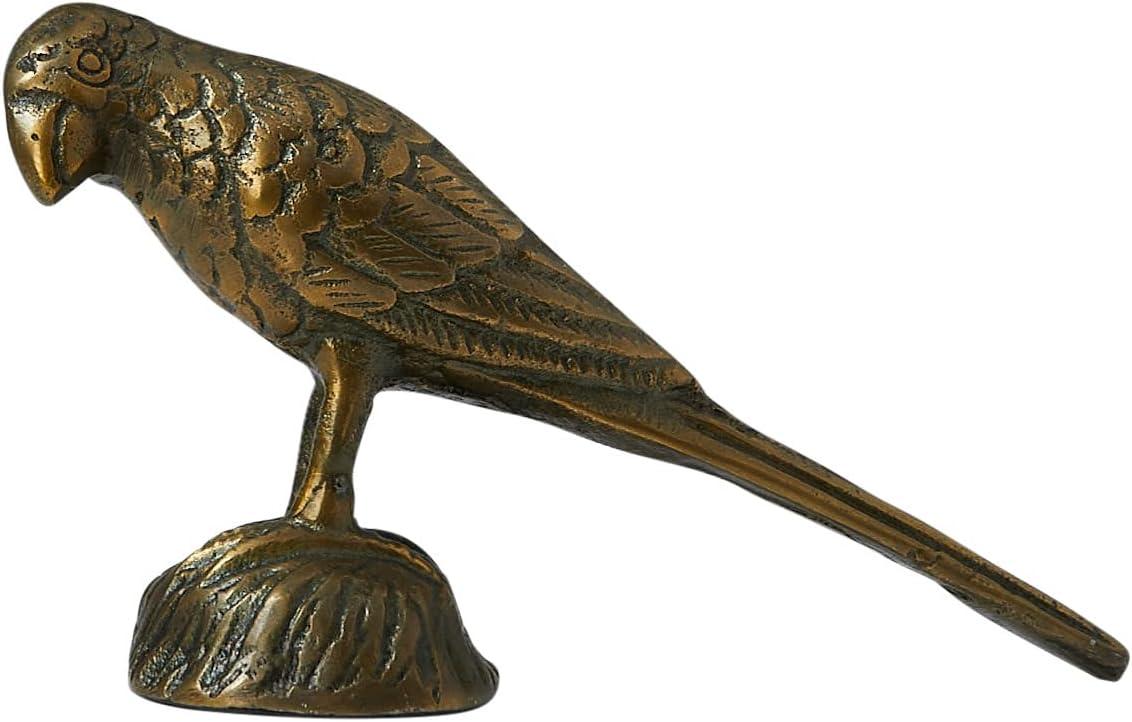 Antique Gold Metal Bird Figurine, 7.5 Inch