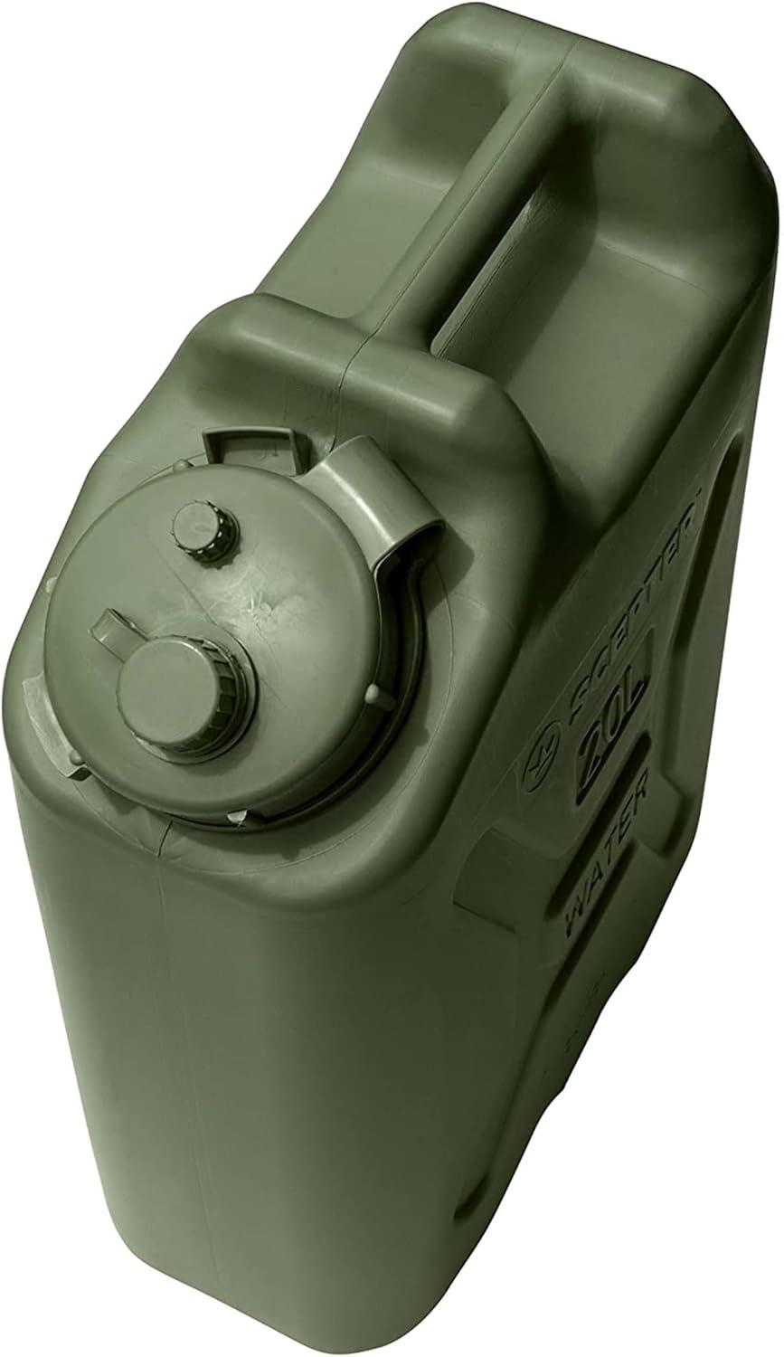 Scepter 5 Gallon Water Container, 20 Liter Portable Military Style Storage for Camping, Outdoors and Emergency, with BPA-Free Plastic, Green, 1 Pack