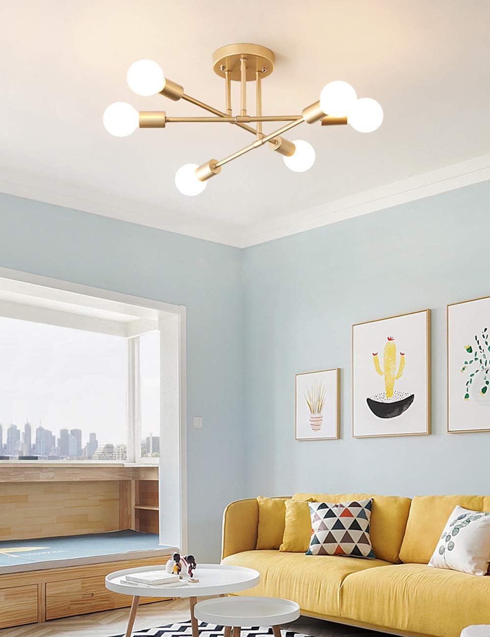 Gold Modern Sputnik 6-Light Chandelier with LED Bulbs