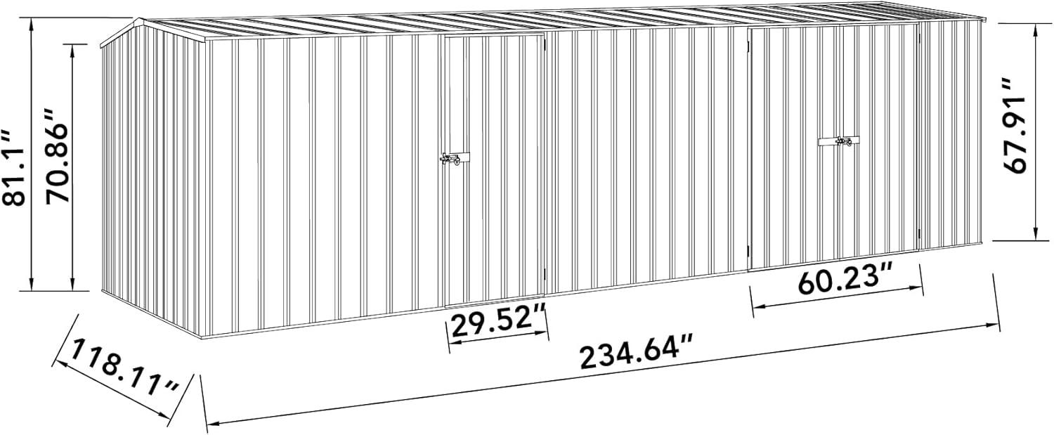 Absco AB1118 20 x 10 ft. Workshop Metal Shed - Woodland Gray