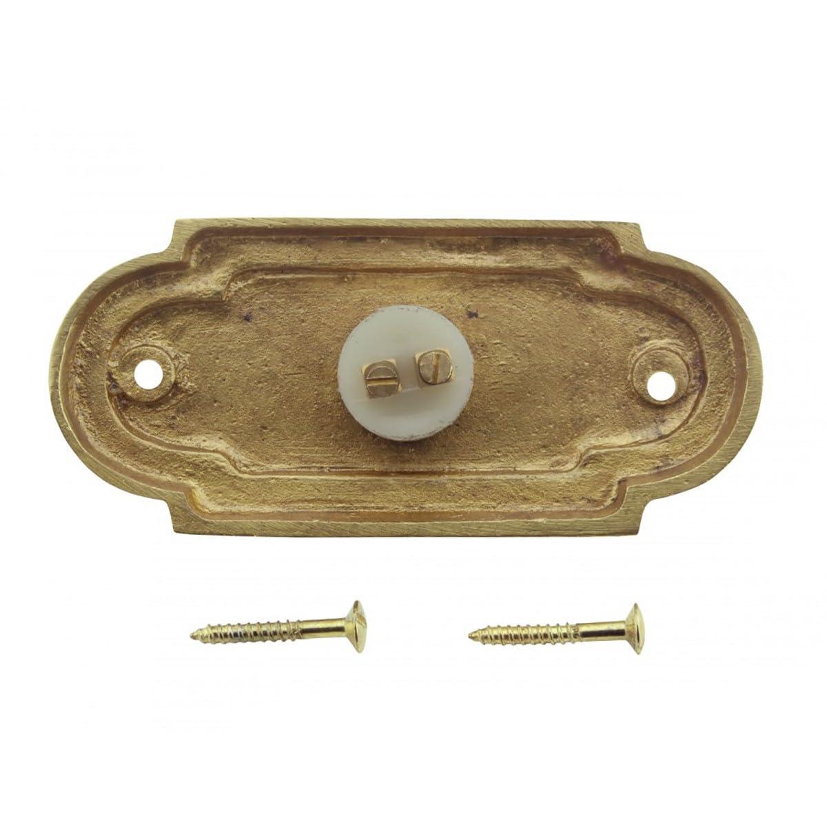 Wired Brass Door Bell Push Button 4" L Lacquered Finish