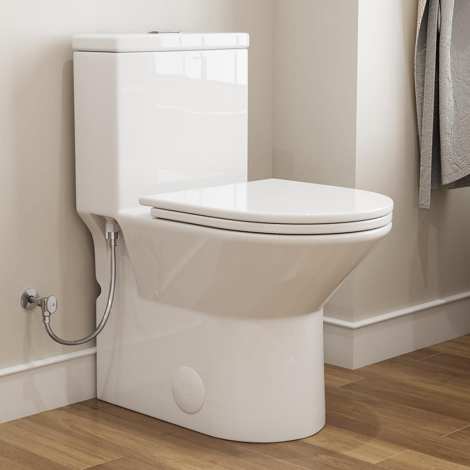 Elongated One Piece Toilet, 17.3+" ADA Comfort Chair Seat Height, 1.1/1.6 GPF Dual Flush Toilet for Bathroom, MAP 1000g