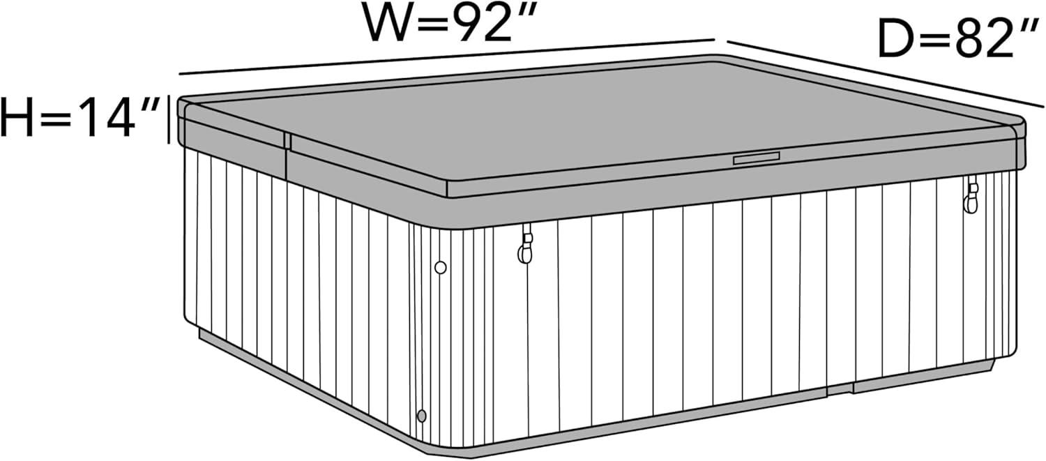 Covermates Rectangular Spa Cover - Light Weight Material, Weather Resistant, Elastic Hem, Outdoor Living Covers, 92W x 82D x 14H, Green