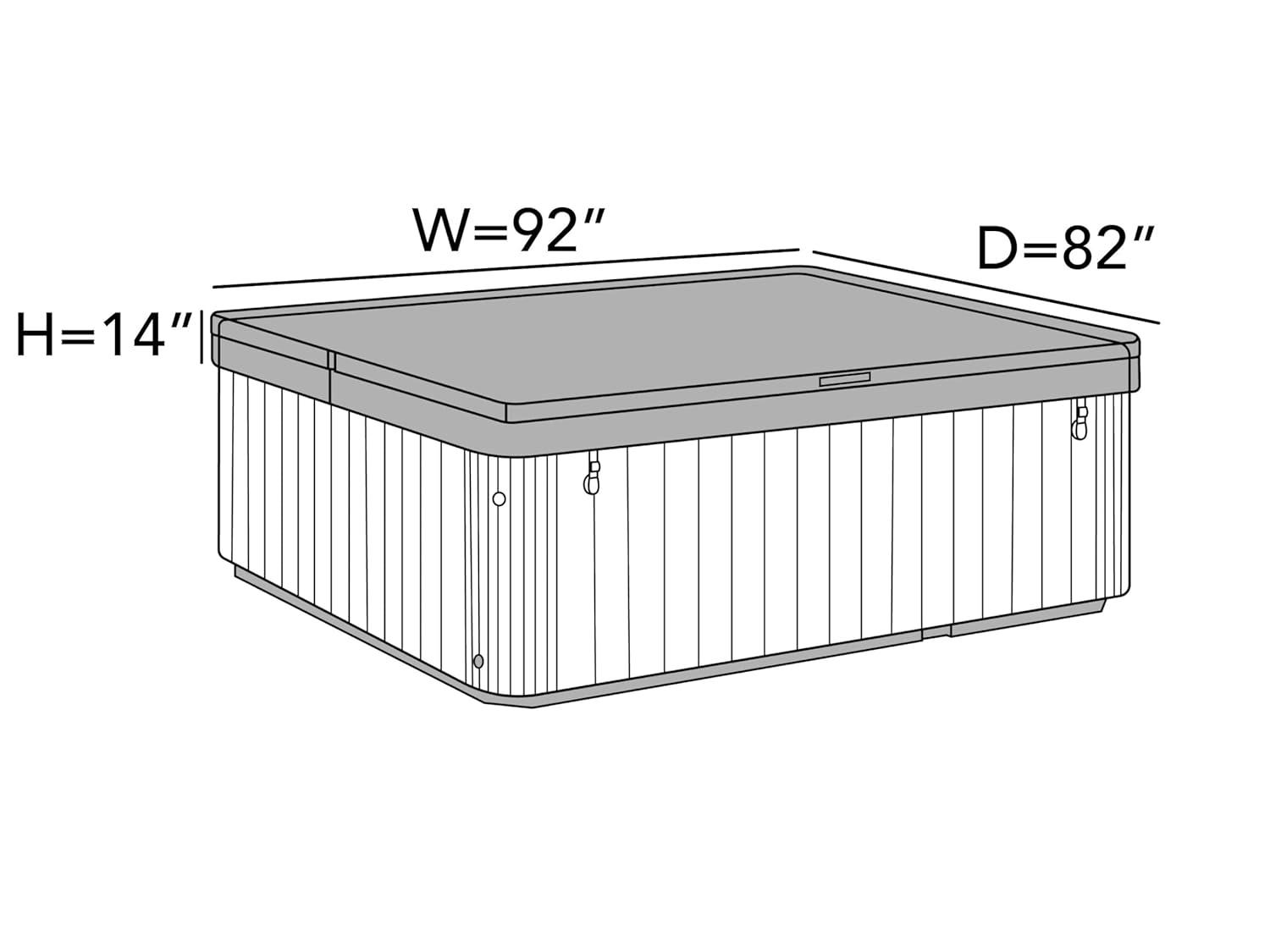 Covermates Rectangular Spa Cover - Light Weight Material, Weather Resistant, Elastic Hem, Outdoor Living Covers, 92W x 82D x 14H, Green