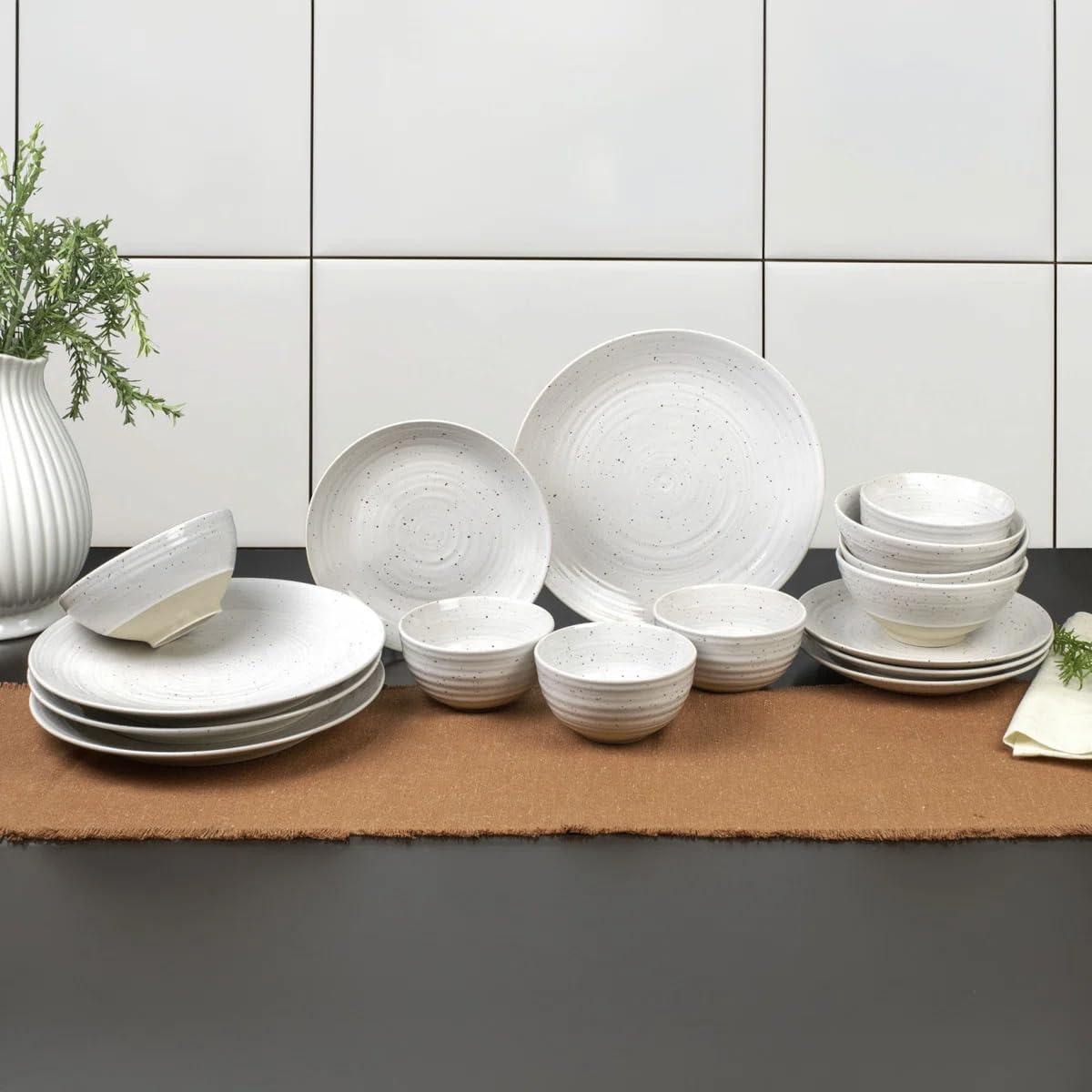 Sango Siterra 16-Piece Rustic White Stoneware Dinnerware Set - Service For 4, Plate & Bowl Set & Reviews | AllModern