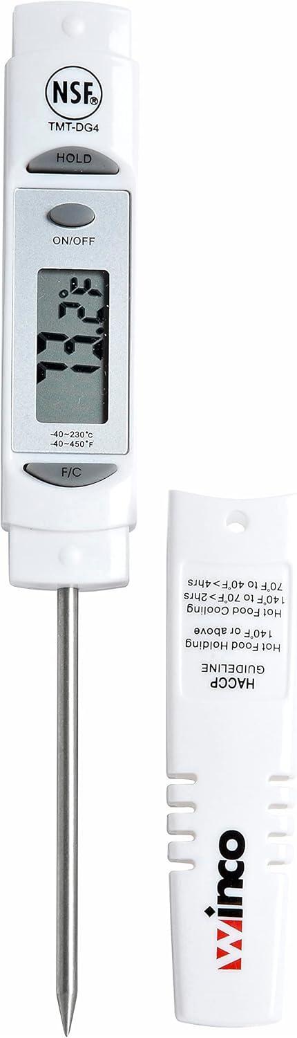 Winco White Digital Meat Thermometer with 3-1/8-Inch Probe