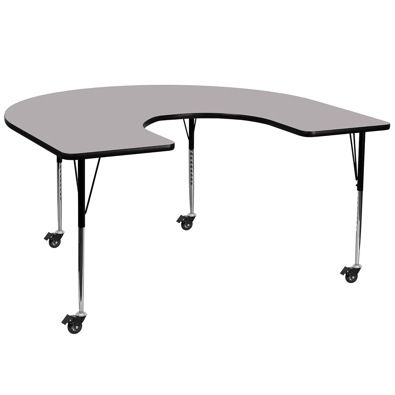 Flash Furniture Goddard 60''W x 66''L Horseshoe Thermal Laminate Activity Table - Adjustable Short Legs
