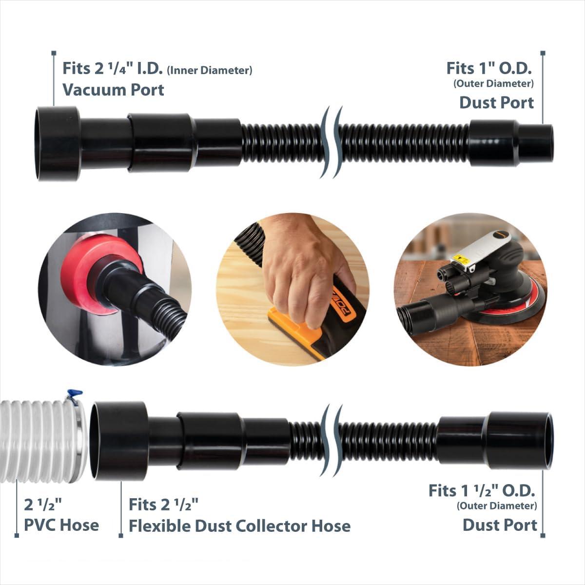 POWERTEC 10ft. Dust Collection Hose Kit with 5 Fittings for Woodworking Power Tools Home and Wet/Dry Shop Vacuums, 70347