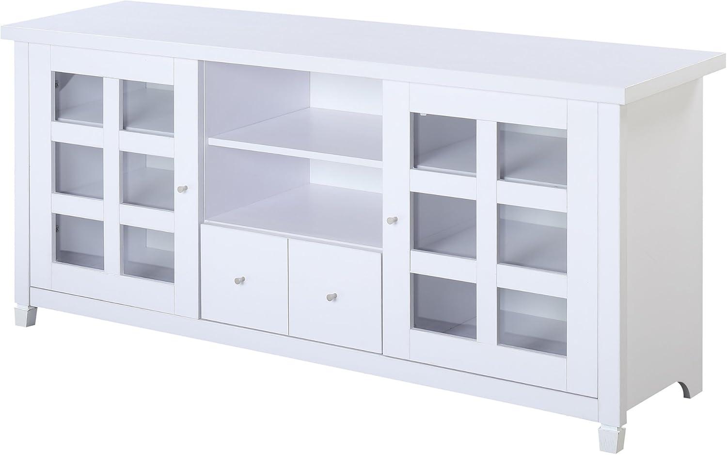 Convenience Concepts Newport Park Lane 1 Drawer TV Stand w/ Cabinets for TVs up to 65", White