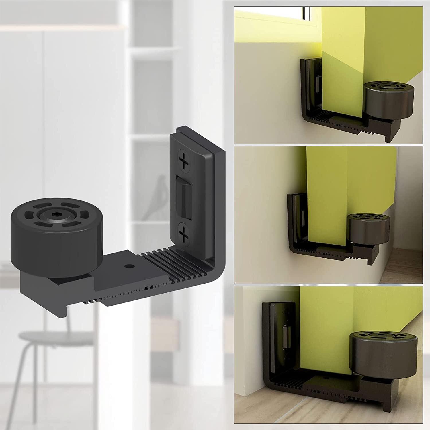 Upgrade Sliding Barn Door Bottom Adjustable Floor Guide Wall Mount Flush Sawtooth Design, Super Smoothly and Quietly, Easy Installation, 2 Pack