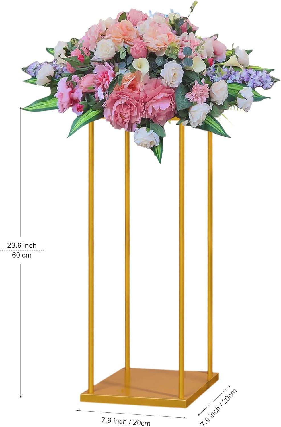 4Pcs Wedding Centerpiece Flower Stand for Table, 23.6 in Gold Flower Vases for Wedding Table Decorations Events, Paty Display Stand Metal