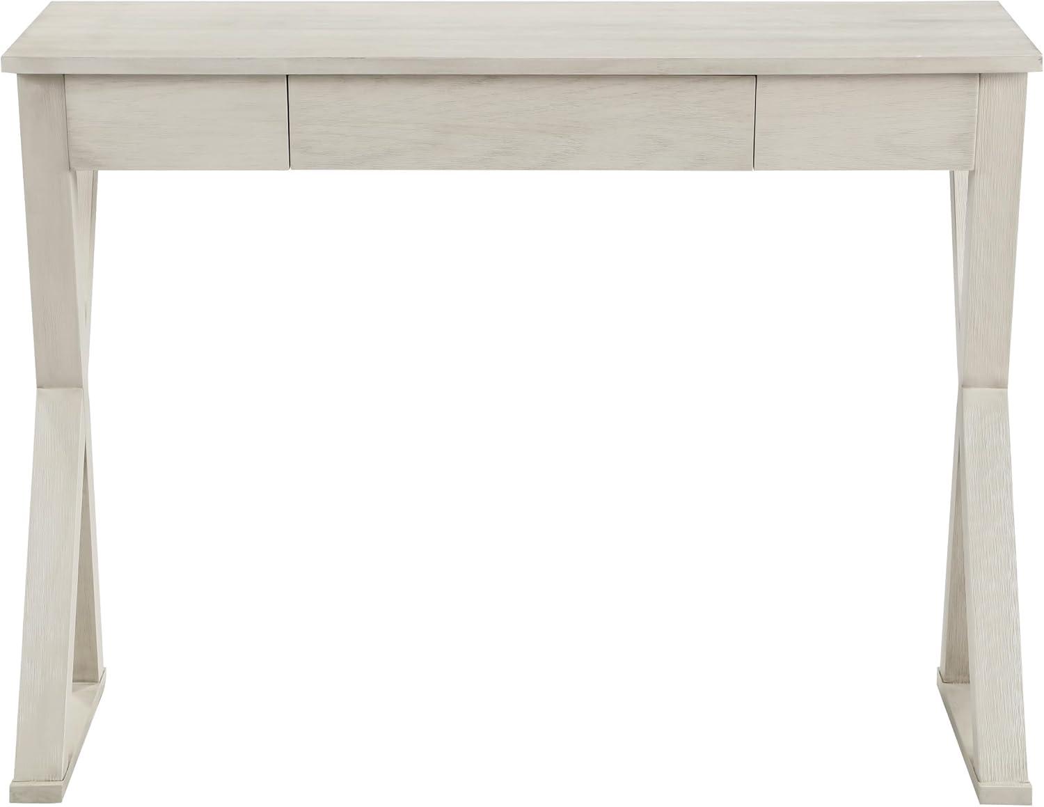 Marna Writing Desk w/ Drawer in Engineered Wood Weathered White Finish