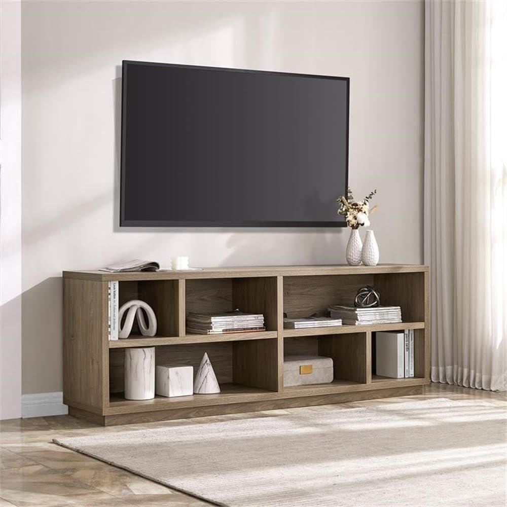 Evelyn&Zoe Bowman Rectangular TV Stand for TV's up to 65", Burnished Oak