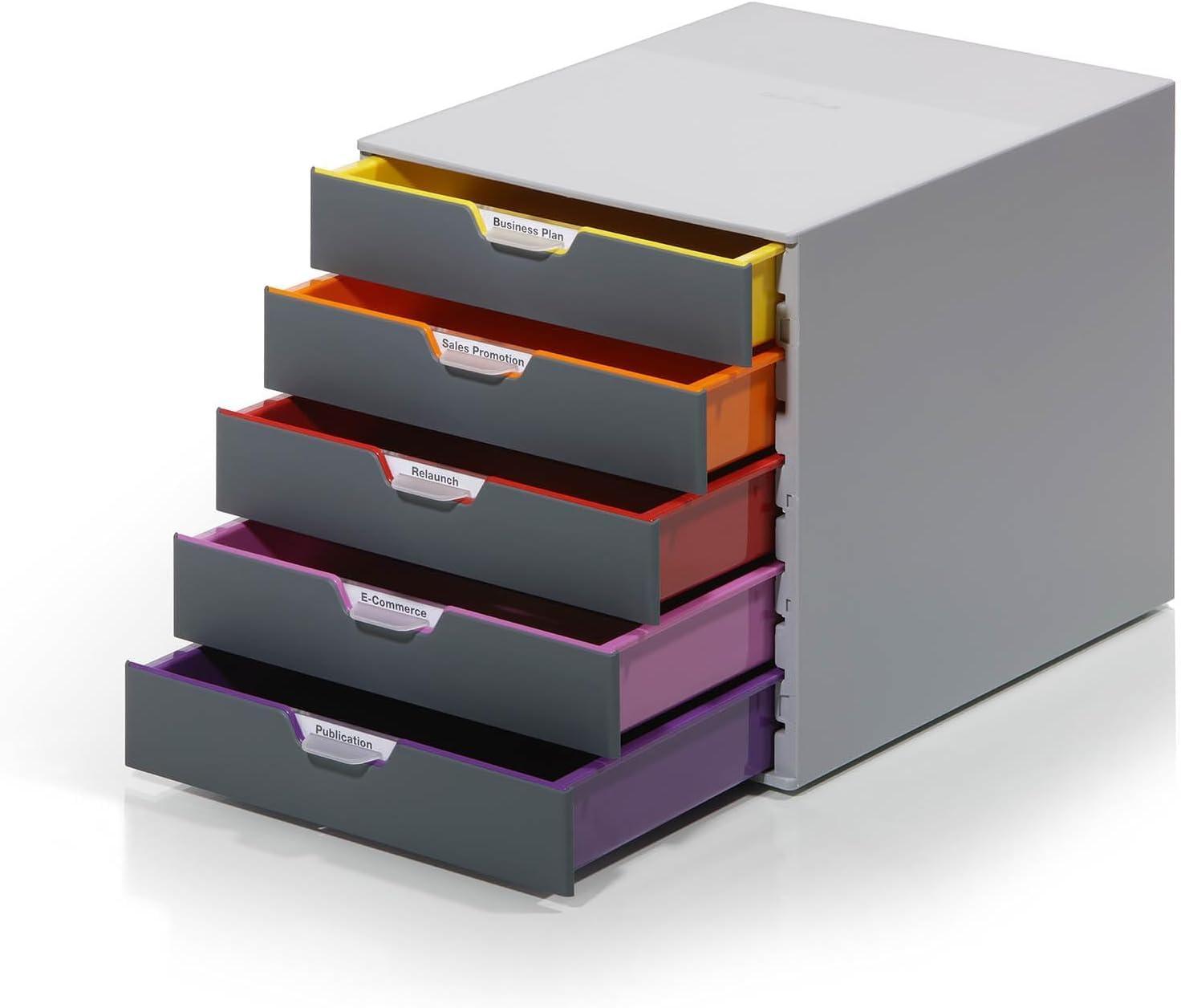 Gray and Multicolor 5-Drawer Desktop Organizer