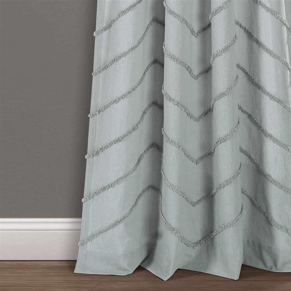 Chenille Chevron Cotton Semi Sheer Curtain Pair