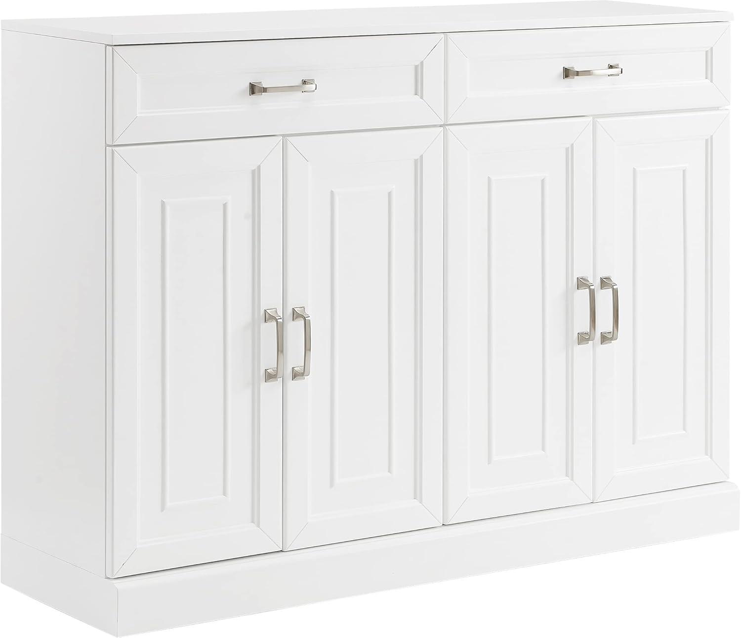 Stanton Sideboard White - Crosley: Adjustable Shelves, 2 Drawers, Traditional Farmhouse Design