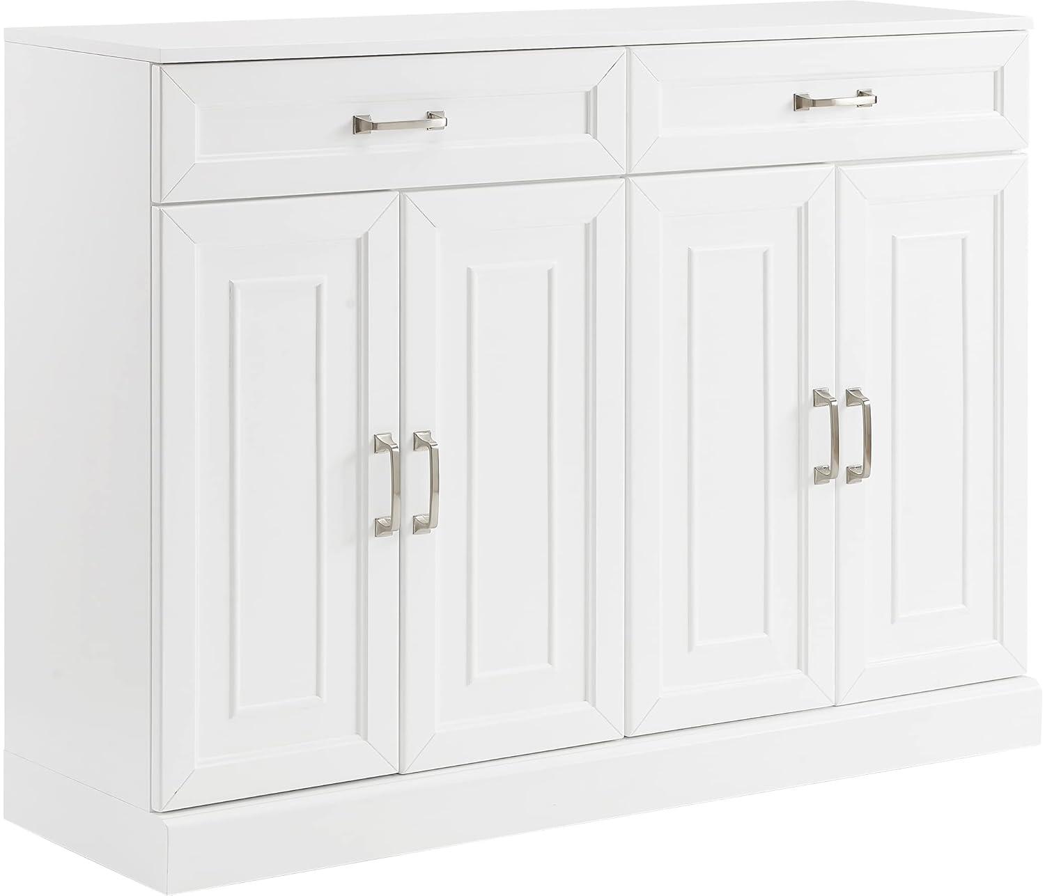 Stanton Sideboard White - Crosley: Adjustable Shelves, 2 Drawers, Traditional Farmhouse Design