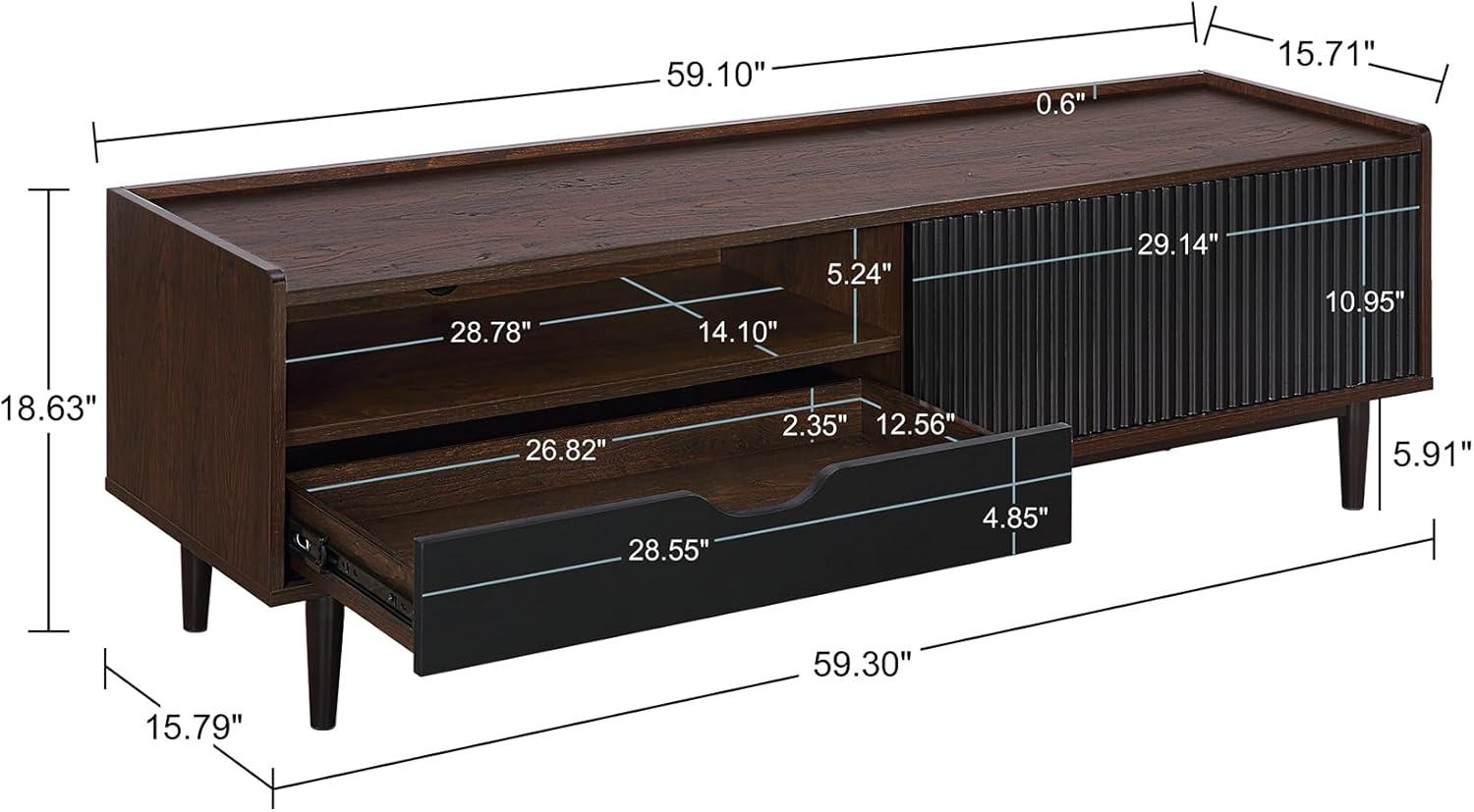 Duane Modern Ribbed TV Stand for TVs up to 55" - Manhattan Comfort