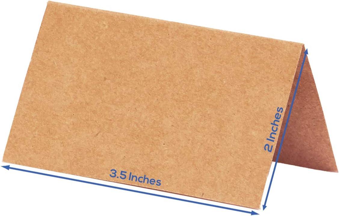 Place Cards for Weddings, 100-Count Kraft Table Name Cards, Blank Rustic Tent Cards, Seating Placecards for Dinner Parties, Banquets, Events