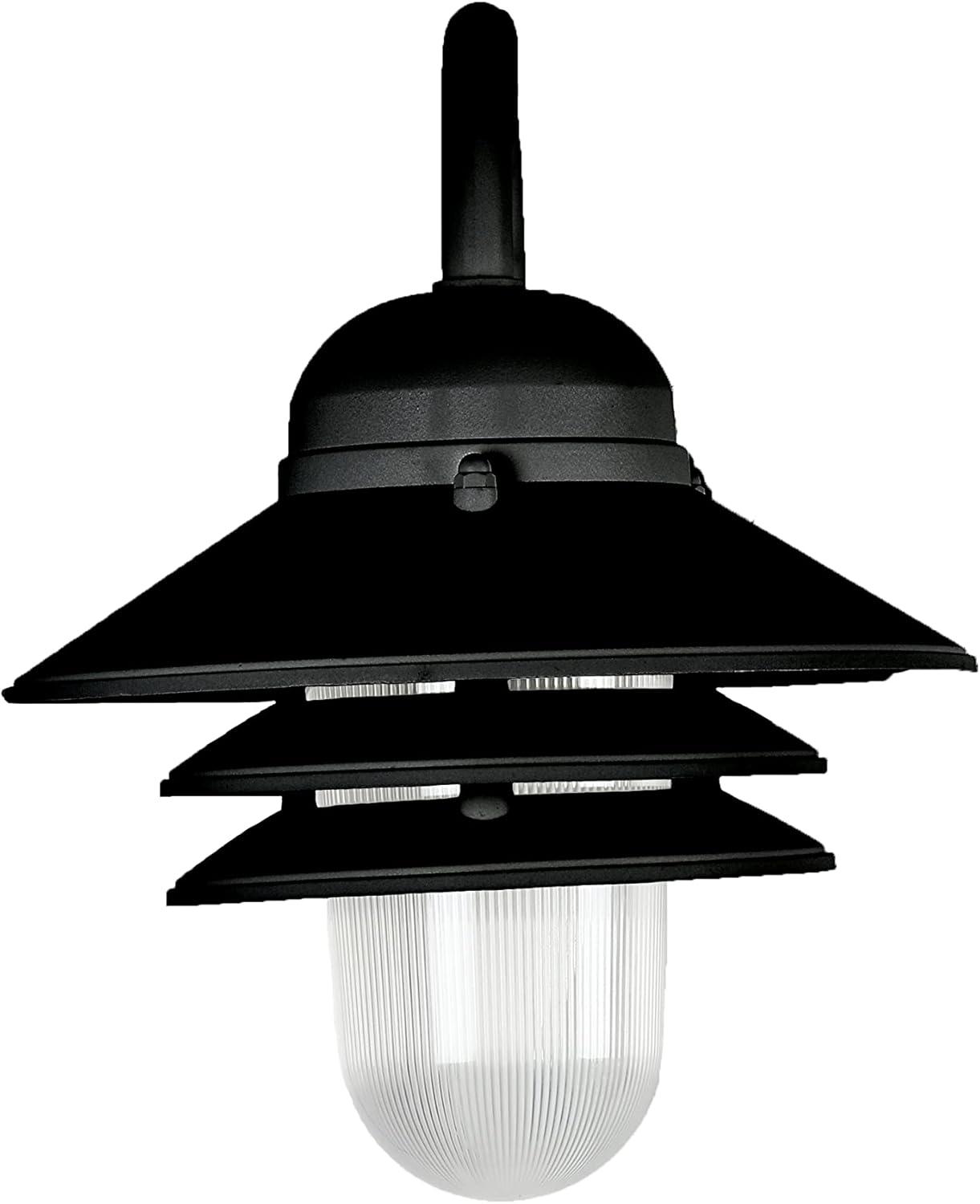 Sunlite 41370-SU Nautical Style Outdoor Wall Fixture, Medium Base Socket (E26), Weatherproof Polycarbonate, Prismatic Acrylic Lens, Made in The USA, UL Listed, Black